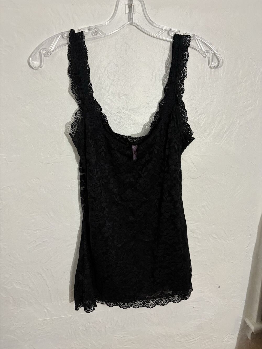 Black Tape Women’s Black Lace Camisole Tank Top Solid Stretch Size S